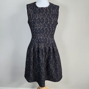 Simons Lace Fit Flare Dress Womens 6 Black Eyelet Event Formal Cocktail Elegant